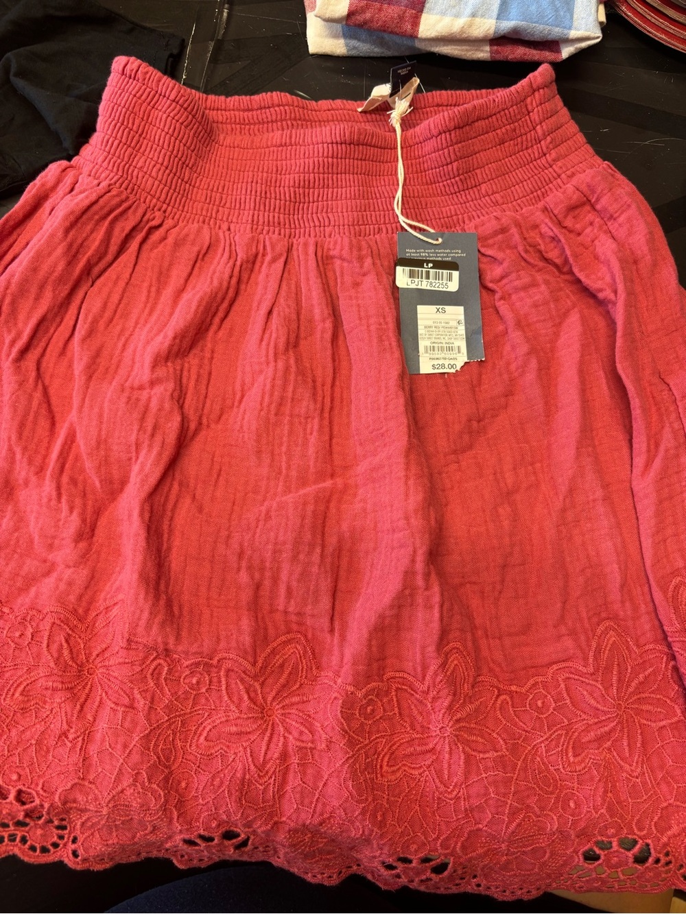Universal Thread Rose Pink Eyelet Hem Smocked Mini Skirt b214 - Picture 4 of 5